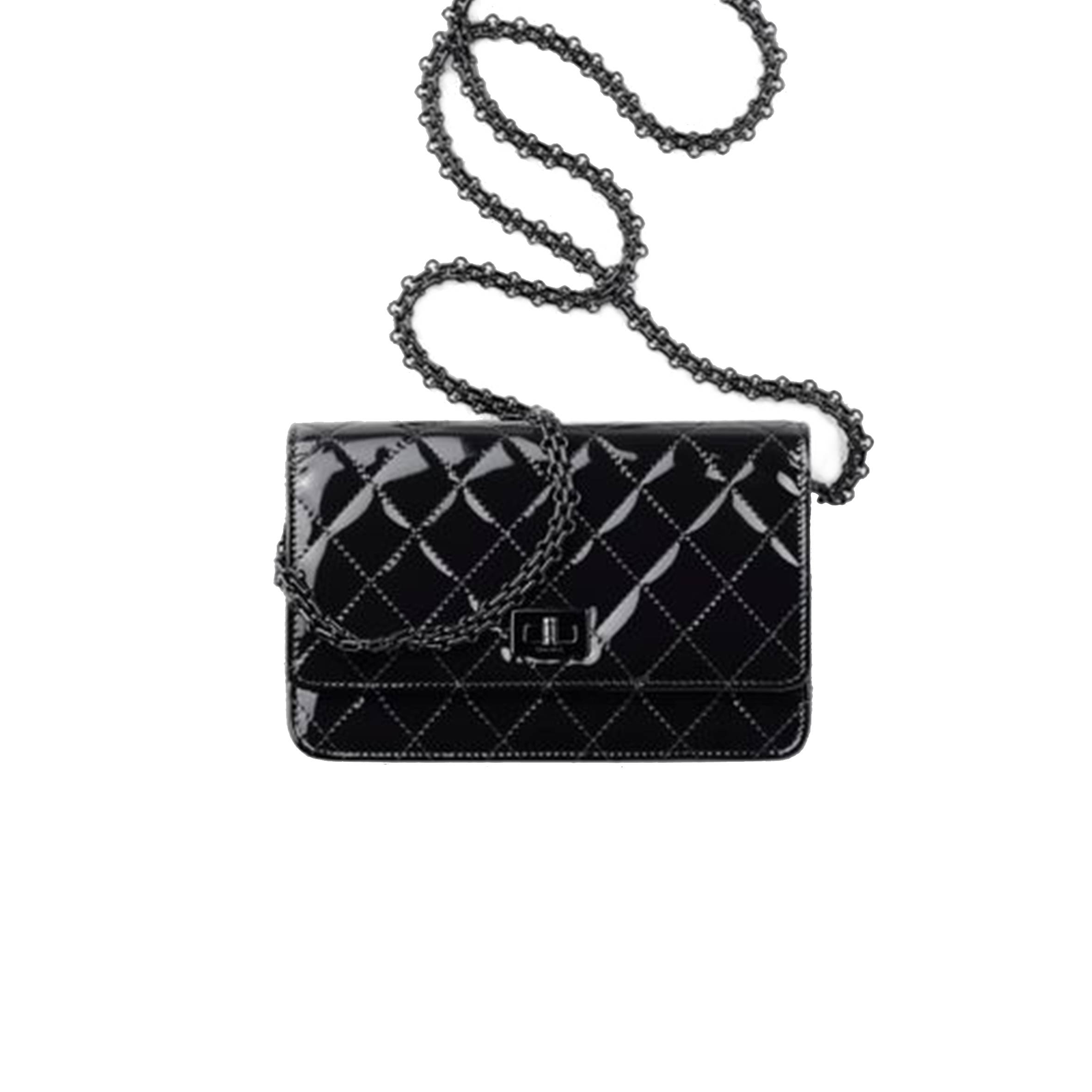 CHANEL 2.55 WALLET ON CHAIN BLACK  PHONE BAG  A70328 B02281 94305 (19.2*12.3*3.5cm)